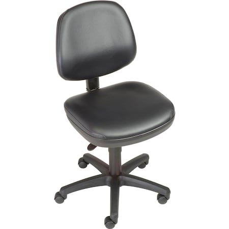 Global Industrial Antimicrobial Office Chair, Armless, Synthetic Leather, Black 516123-AM